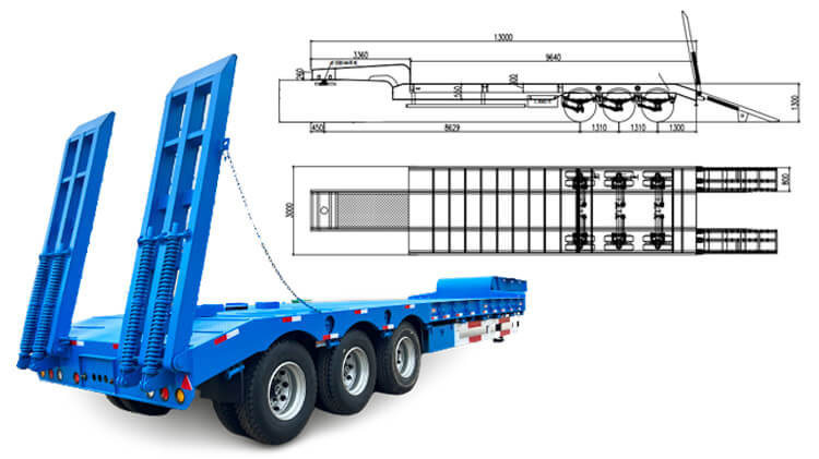 Semi Low Bed Trailer for Sale in Mauritius | Tri/3 Axle Low Bed Trailer Truck