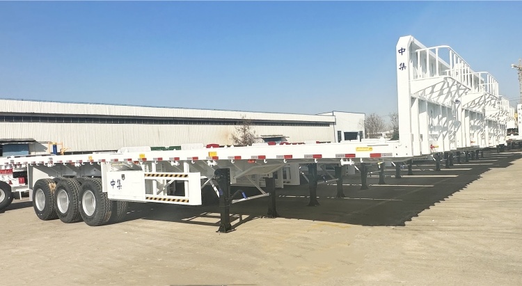 Tri Axle Trailer for Sale in Mauritius | 3 Axle Flatbed Semi Trailer for Sale | CIMC Vehicles