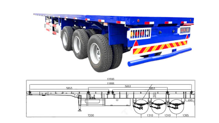 60 Ton 3 Axle Flatbed Semi Trailer for Sale in Mauritius