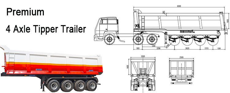 4 Axle 40 Cubic Heavy Duty Dump Semi Trailers in Mauritius
