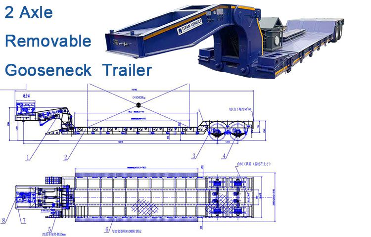 2 Axle 50 Tons Removable Gooseneck Trailer in Mauritius