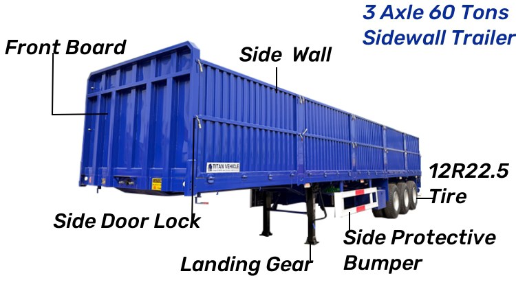 Tri Axle Mining Transport Drop Side Trailer in Mauritius