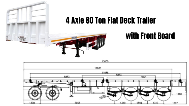 4 Axle 80 Ton Flat Deck Trailer for Sale in Mauritius